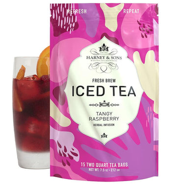 Harney & Sons Tangy Raspberry Iced Tea, Fresh Brew, Brews up to 30 Quarts, 15 Count